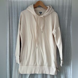 Aerie Oversized Cream Sweatshirt Hoodie with Zippered Sides